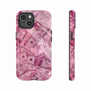 Pink Glitter Money Design iPhone Case - Durable Shockproof Slim Fit for Women Men Teens - Perfect for Trendsetters & Holiday Gifts! Compatible with iPhone 11/12/13/14/15/16 (Pro Max/Plus) Protection Smartphone