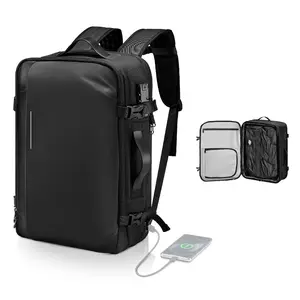 VEVOR Vacuum Travel Backpack, 65L, Expandable Vacuum Seal Compression Travel Backpack, with TSA-Approved Lock, Multiple Pockets Compartments, Water-Resistant Carry-On Suitcase Luggage, No Pump, Black