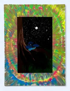 Cosmic Bloom Painting 18x24 Canvas Acrylic Artistic Wall Print for Room Decoration Ornaments Decor Photo