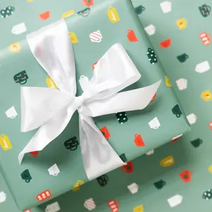 Holiday Coffee Mugs Wrapping Paper Roll