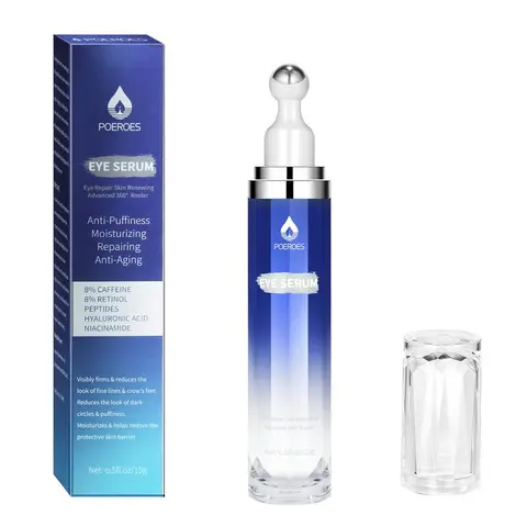 Caffeine Hydrating Eye Cream Roller - Eye Bag Remover with Hyaluronic Acid, Ceramides 3, Antioxidants - Anti-Wrinkle, Moisturizing Treatments for Dark Circles, Puffiness, Fine Lines, Sensitive Skin (Morning/Night Use)