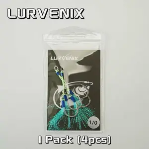 LURVENIX BKK Assist Hooks Professionally Rigged Heavy-duty for Big Game Fish with Flash Fibers