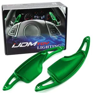 iJDMTOY Green CNC Billet Aluminum Larger Paddle Shifter Extensions For Chevy 2014-2019 C7 Corvette, 2016-up Gen6 Camaro