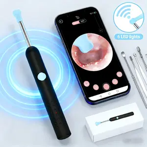 Satisfying Ear Cleaning Kit WiFi Ear Endoscope Camera for iPhone Android Washable Silicone Heads Stainless Steel Tools 6 LED Lights noise relief mode