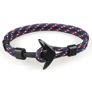 Anchor Bracelet Umbrella Black Pirate Anchor Hand Strap Gift Summer Boat Boating Trendy Rope Bracelet