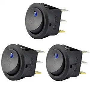 3Pc 12V 20A Rocker Toggle LED Switch Blue Light SPST On-Off Control for Boats Cars Racing Cars Off-Road Vehicles Heavy Trucks RVs ATVs and Anything That Uses a 12 Volt Power