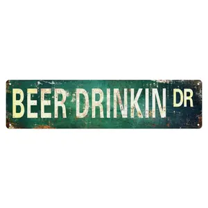 Beer Drinkin' Dr Sign – Vintage Rustic Bar Decor – 4x16 Inch Metal Sign for Pub, Man Cave, Garage or Home Bar Wall Art