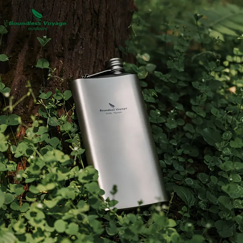 1pc Pure Titanium Flask, 250ml/8.45oz Lightweight Sealed Single-Layer Outdoor Water & White Wine Bottle for Camping, Travel, Wine & Water Bottle, Durable, Reusable Water Bottle, Portable Bottle