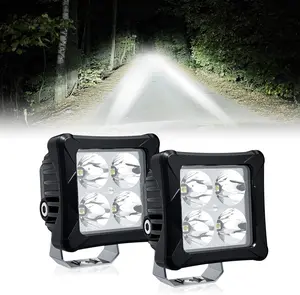 4WDKING 2PCS 3 Inch LED Pods Light, 40W 3600LM Square Spot Lights with Wiring Harness Kit, Screwless Design, IP68&IP69K Waterproof, Off Road Driving Lamp Fog Lights for Truck Pickup ATV UTV SUV