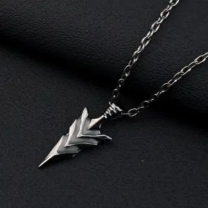 Silver Black Luminous Arrow Necklace, Retro luminous Arrow Pendant, Men's and Women's Necklace Gift