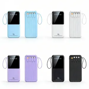 10000 mAh 20W Fast Charge Power Bank for Phones, Compact Portable Charger with USB-C & Lightning Cables, Smart Display, Shockproof Design, Flashlight for Outdoor Emergencies, Multiple Device Charging