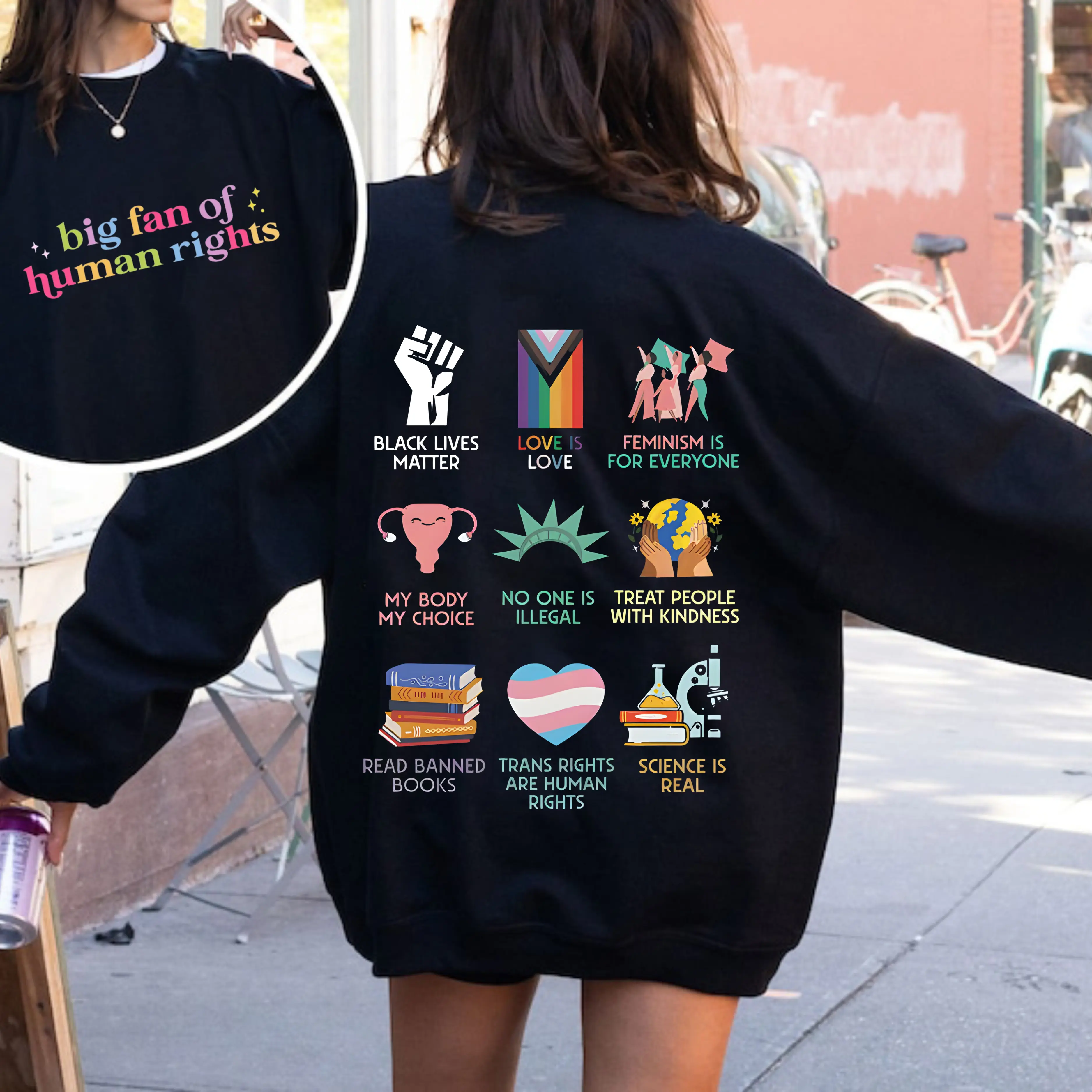 Big Fan Of Human Rights Shirts, 2sided Equality Shirt, Social Justice Sweatshirt, Political Protest Tshirt, Activist Sweater