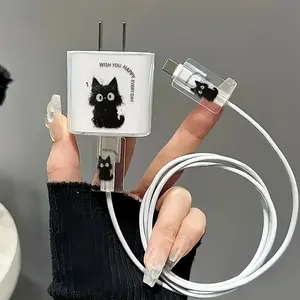 Silicone Charging Cable Protector Case with Fixed Rope, Compatible with iPhone Accessories, No Charger Included, Ca Prop 65 Compliant