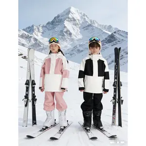 Christmas And New Year Boy And Girl Ski Suit Sets |   Thickened Warm, Windproof And Winter Outdoor Clothing, Perfect Skiing, Snowboarding, and Ice Hockey, Solid Color, with Zipper, Lining, Outdoor