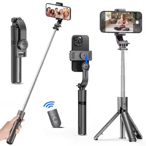4-in-1 Compact Metal Selfie Stick - Extendable Mobile Phone Tripod Stand, Detachable Wireless Remote, 360° Rotatable Holder, Portable Tripod for iPhone 16/15/14/13 Pro, Android Smartphones, Cameras, Devices