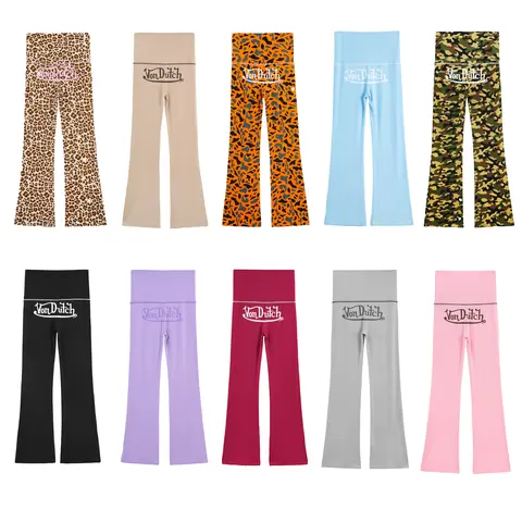 Von Dutch Roxy Lady Women's Fitted-Straight-Flared Rayon-Spandex Sports Bottoms - All Styles