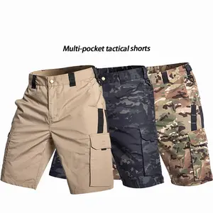 Men's Camo Tactical Cargo Shorts, Cotton Blend Ripstop Multi-Pocket Shorts for Outdoor Hiking and Utility