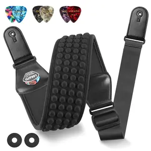 LEKATO LGS-5 Guitar Straps for Electric Guitar Bass, Guitar Bass Strap Neoprene Pad, 3" Wide 4 Rows 3D Sponge Filling, Adjustable Length from 45" to 55" with Strap Locks, Picks