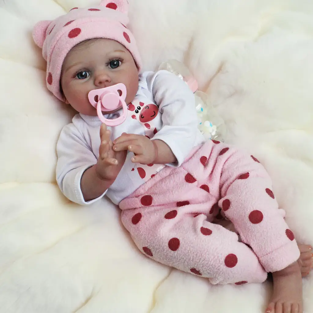 WOOROY Reborn Doll – 22" Lifelike Baby Doll with Hand-Painted or Hand-Rooted Hair (Random Ship), Soft Vinyl Limbs, Cloth Body Doll, Birthday & Christm