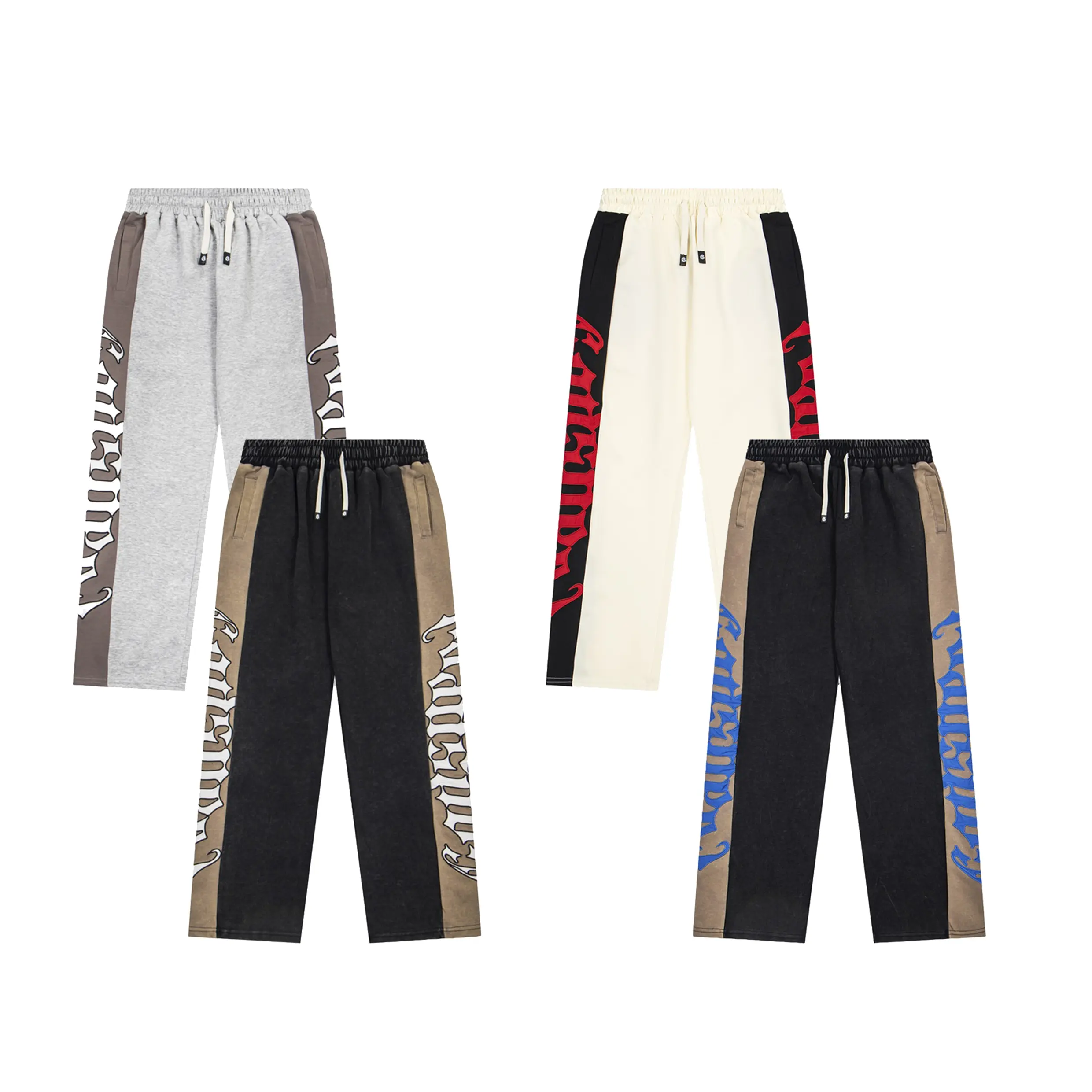2026 GODSPEED Color Block Sweatpants Gothic Graphic Side Panel Drawstring Loose Fit Casual Streetwear Pants
