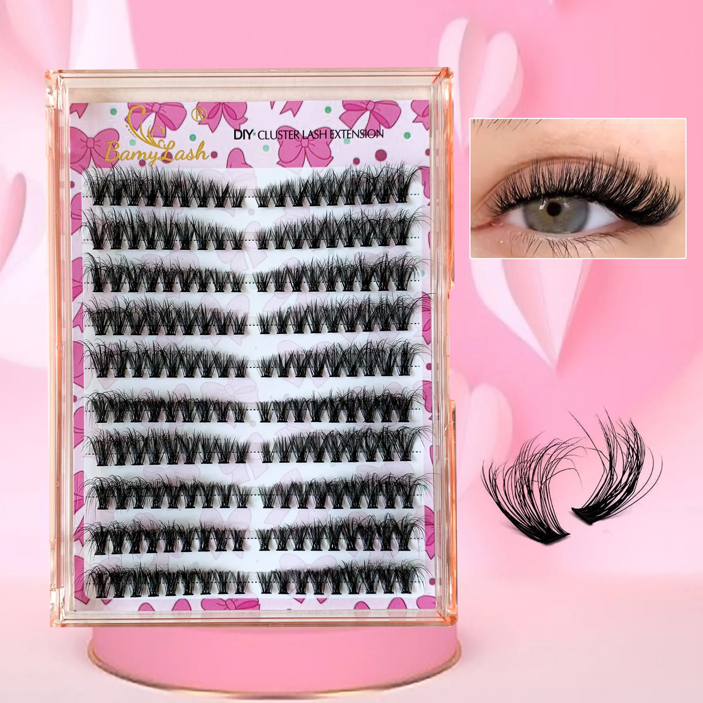 40D Light Volume cluster False Eyelash,DIY Individual Cat Eye Lash for Daily Eye Makeup At Home 3D Cluster Lash for New Beginner or Professinal Use Eyelash Extensions, Fluffy Eyelashes Cluster