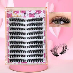 40D Light Volume cluster False Eyelash,DIY Individual Cat Eye Lash for Daily Eye Makeup At Home 3D Cluster Lash for New Beginner or Professinal Use Eyelash Extensions