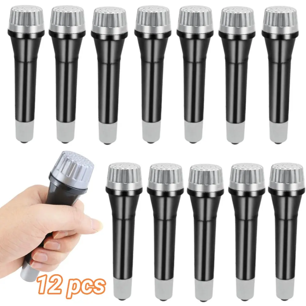 12PCS Plastic Microphone Prop Set, Plastic Microphones for Karaoke, Stage Costumes, Birthday Party Favors & Photobooth Props, Ideal for Party Events & Photography Props