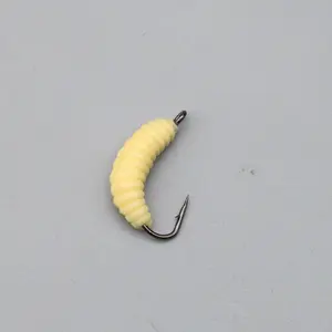 Maggots Fishing Bait-Beige Fake Maggots-Soft Bait - Trout Crappie Pan Fish Fly Fishing