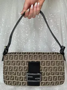 Pre-owned FENDI Canvas Shoulder Bags Vintage Zucchino Baguette