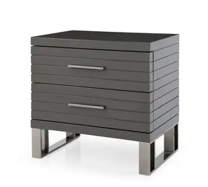 HomeRoots 491586 23 in. Silver & Gray Two Drawer Nightstand