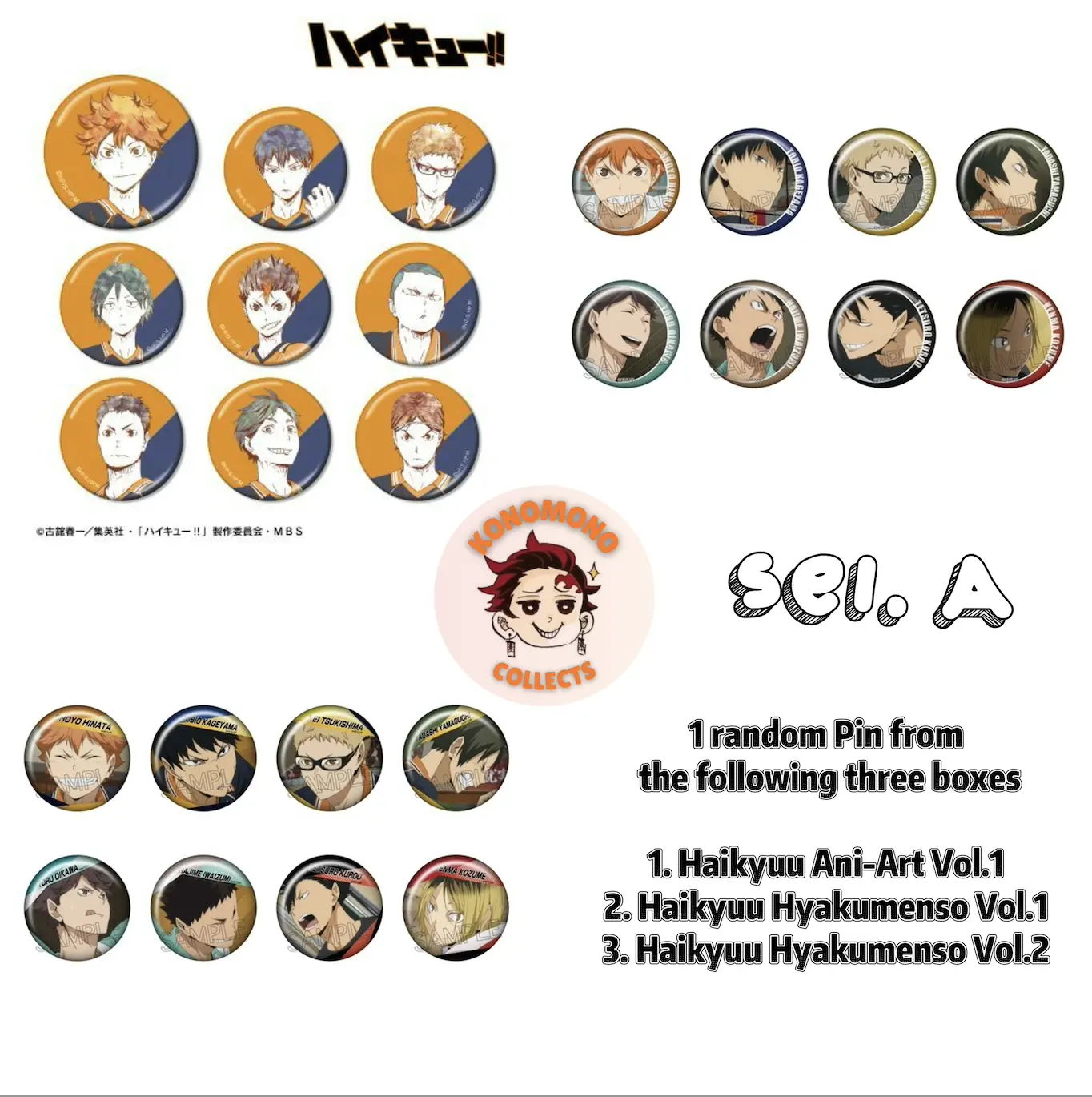 Haikyuu Trading Can Badge/Pin Selection A / B – Price for 1