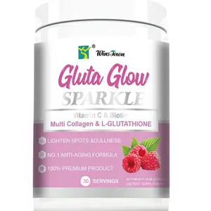 Wins Town Sparkle Wellness Skin Boost Plus (Cranberry) [30 Servings] |     Collagen powder supplement with VERISOL Bioactive Hydrolyzed Collagen Peptides, Vitamin C, and Hyaluronic Acid to improve skin elasticity