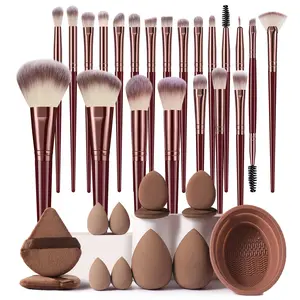 35PCS Makeup Tools Set:22PCS Makeup Brush Set,2PCS Makeup Sponges,4PCS Mini Makeup Sponges,2PCS Triangle Powder Puffs,4PCS Mini Air Cushion Powder Puffs,1pc Makeup Brush Cleaning Tools.All-In-One & Beginner-Friendly | Travel-Ready & Gift-Ready, Cosmetic,