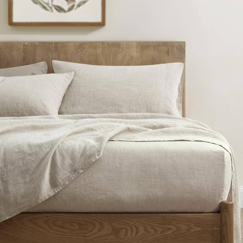 ATLINIA 100% Linen Sheet Set French Flax Farmhouse Style Bedding Including 1 × Flat Sheet & 1 × Fitted Sheet & 2 Pillowcases