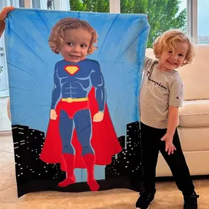 Custom Super Kid Your Face Custom Photo Blanket