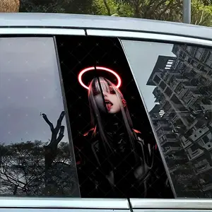 2pc Creative Vinyl Stickers Car B Pillar Protection Decals Easy Peel & Stick Sunproof Waterproof Scratch Resistant for All Cars