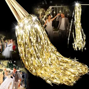 48 count Lighted Wedding Wands LED Tinsel Wands Streamers Wedding Sparklers Send Off Light Sticks for Reception Birthday Exits  Shower Concert Party Favors()