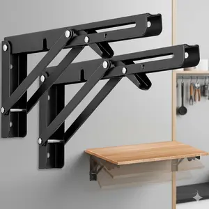 Heavy Duty Wall Mount Bracket Set: Retractable Metal Folding Shelf, Rust-Proof Space Saving Storage Rack for Indoor Outdoor Kitchen Tools, Industrial Grade Holds 8-20 Inch, Easy Install Durable Organizer