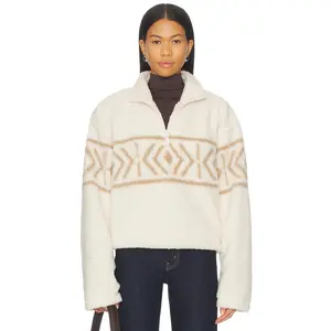 Lovers and Friends Dani Half Zip Pullover in Beige Neutral