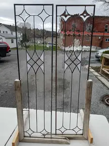 Diamond and Clarity Timeless Texture Waterglass and Beveled Stars Stained Glass Cabinet Inserts CI-92