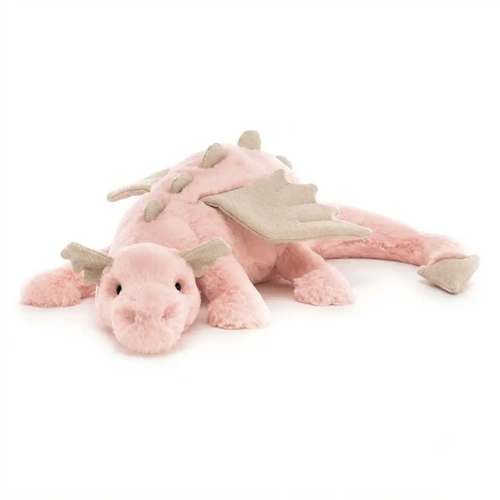 Jellycat Snow Dragon Stuffed Animal - Soft Cuddly Plushie, Fantasy Creature Collectible, Bedroom Décor & Gift