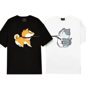 Cute Couple Graphic T-Shirt – Dog & Cat Love Shirt, Funny Animal Couple Tee, Matching Couple Shirts, Cute Pet Lover Gift