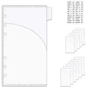NatSumeBasics 12 A6 Cash Envelopes Frosted 0.3mm PP A6 Binder Pocket Dividers with Label Sticker for 6 Ring Budgeting Planner Inserts Supplies Accessories (12 Frosted)