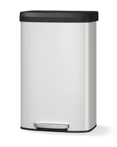 Gaomon 21Gal (80L) Stainless Steel Industrial Type Recycling Bin, Powder Coated White Smooth Metal Bin with Liner Rim, Rear Handle & Pedal Open, for Home & Office Use