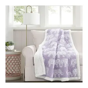 Lush Decor Elephant Parade Sherpa Throw Blanket
