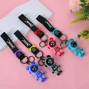 New Lightning Bear Keychain Bag Astronaut Car Silicone Keychain Astronaut Pendant Gift