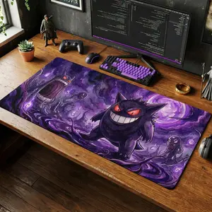 GGengarr Dark Watercolor Desk Mat, Gothic Gaming Mouse Pad, Ghost Anime Setup Chair Mat