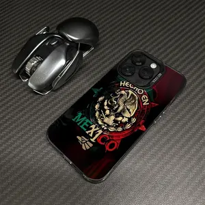 Trendy Mexican Hecho En Mexico Phone Case for iPhone 11 12 13 14 15 16 E 17 Pro Max Plus, Patriotic Eagle Coat of Arms Design, Shockproof Anti-Scratch Protective Cover, Ideal Gift for Mexicans