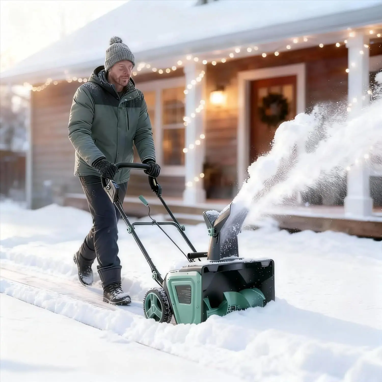 GAOMON 20" Electric Snow Blower Cordless - Brushless Motor 23FT Throwing Distance, 180° Rotating Chute Walkways Driveways Snow Thrower Blaster Dual LED Lights(with 2 * 4.0Ah Batteries)
