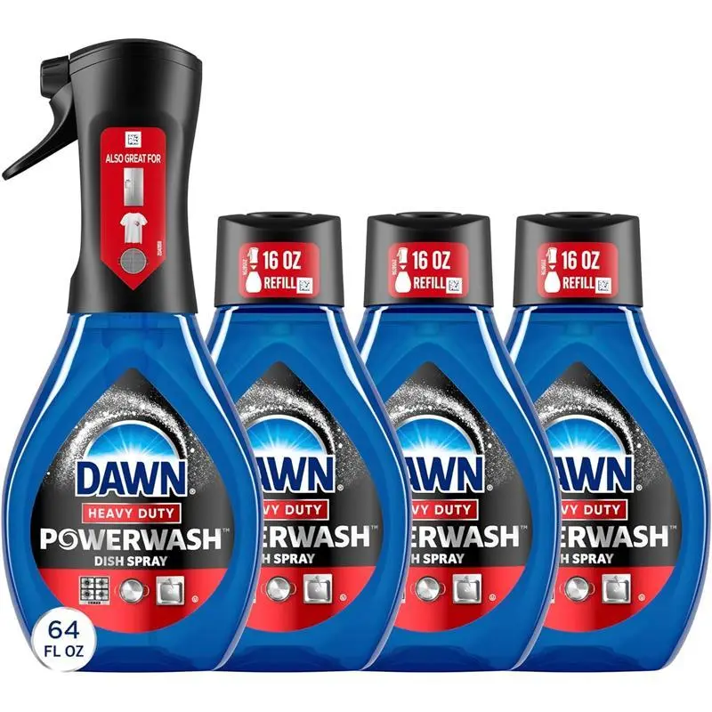 1 SK + 3 RF 64oz Power wash Heavy Duty Dish Spray All-Purpose Cleaner and Degreaser Cleaning Household